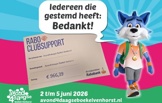 Mooi bedrag opgehaald met Rabo ClubSupport!