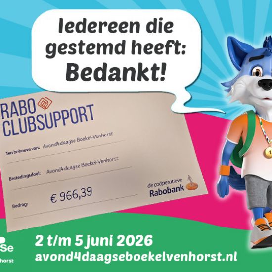 Mooi bedrag opgehaald met Rabo ClubSupport!